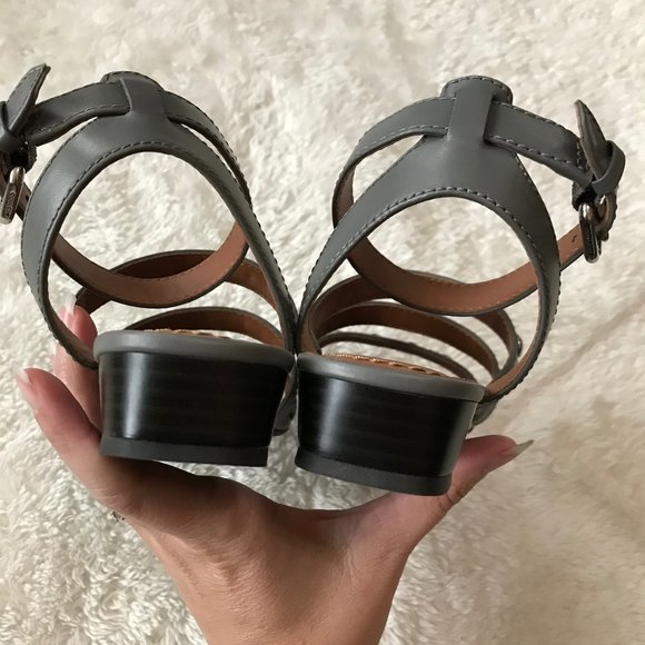 Coach Gray Strappy Sandals with Rivets Leather 6 - Picture 3 of 5